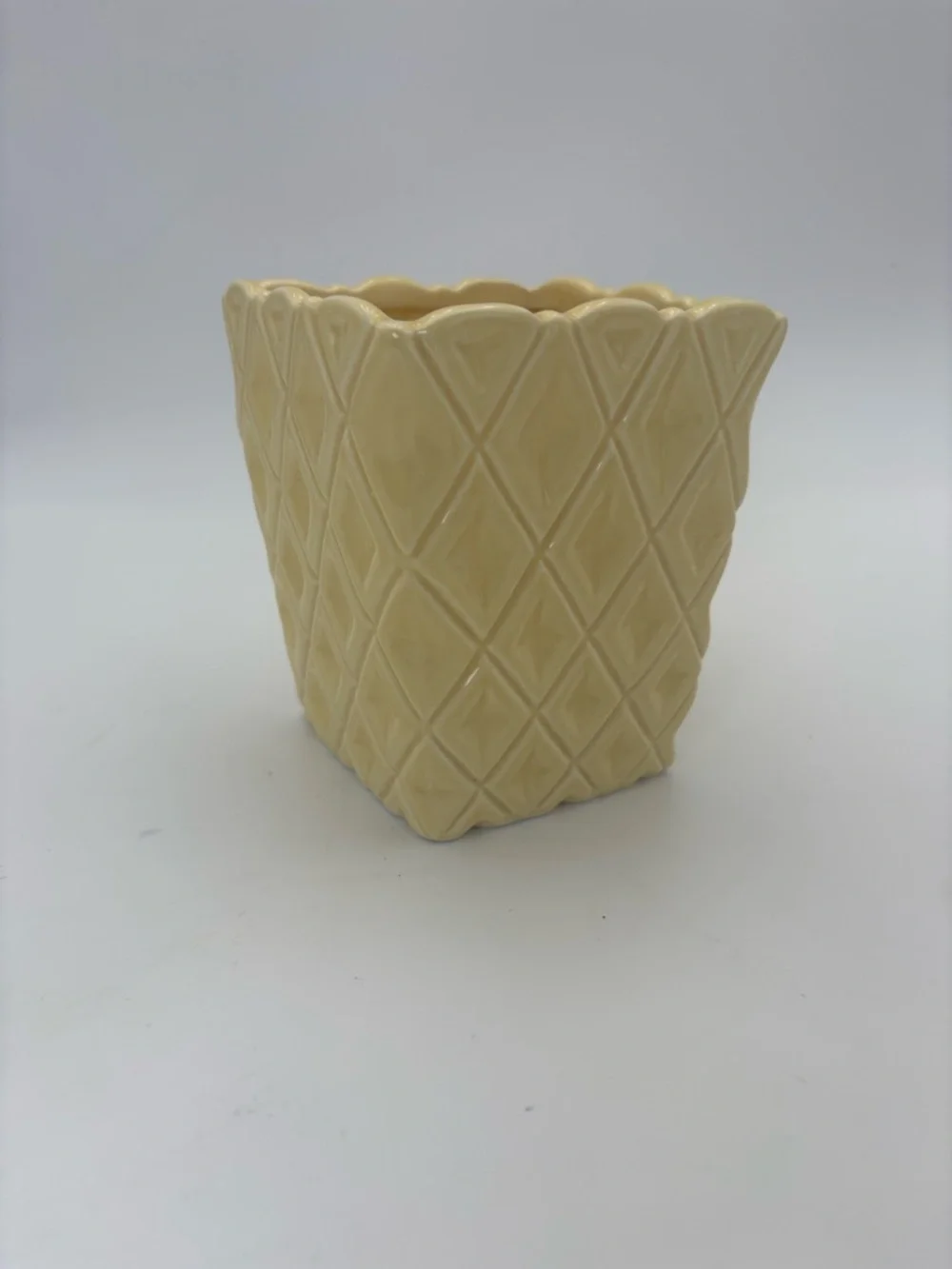 Vintage Textured Ceramic Planter in Yellow - Perfect for Spring and Summer